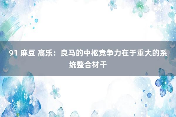 91 麻豆 高乐：良马的中枢竞争力在于重大的系统整合材干