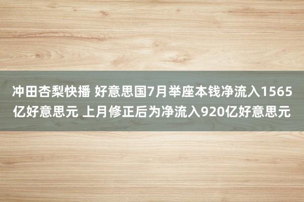 冲田杏梨快播 好意思国7月举座本钱净流入1565亿好意思元 上月修正后为净流入920亿好意思元