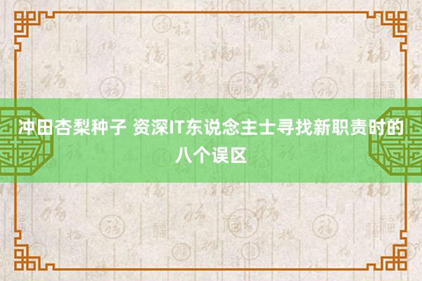 冲田杏梨种子 资深IT东说念主士寻找新职责时的八个误区