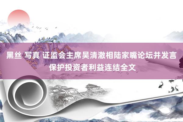 黑丝 写真 证监会主席吴清澈相陆家嘴论坛并发言 保护投资者利益连结全文