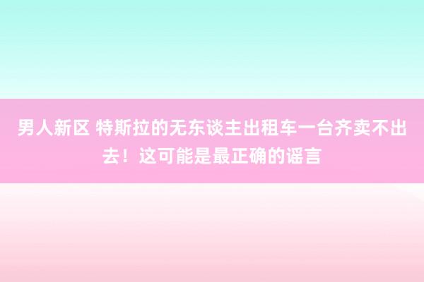 男人新区 特斯拉的无东谈主出租车一台齐卖不出去！这可能是最正确的谣言