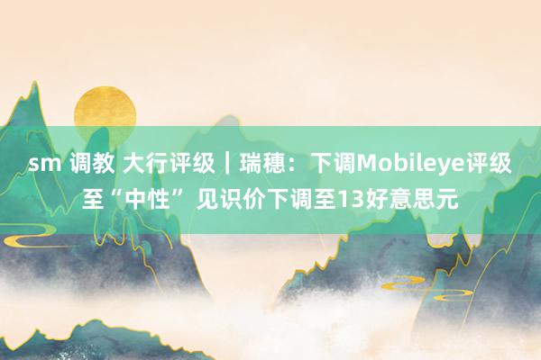 sm 调教 大行评级｜瑞穗：下调Mobileye评级至“中性” 见识价下调至13好意思元