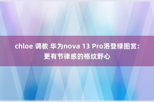 chloe 调教 华为nova 13 Pro洛登绿图赏：更有节律感的格纹野心