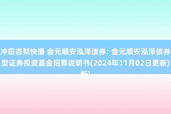 冲田杏梨快播 金元顺安泓泽债券: 金元顺安泓泽债券型证券投资基金招募说明书(2024年11月02日更新)