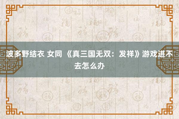 波多野结衣 女同 《真三国无双：发祥》游戏进不去怎么办