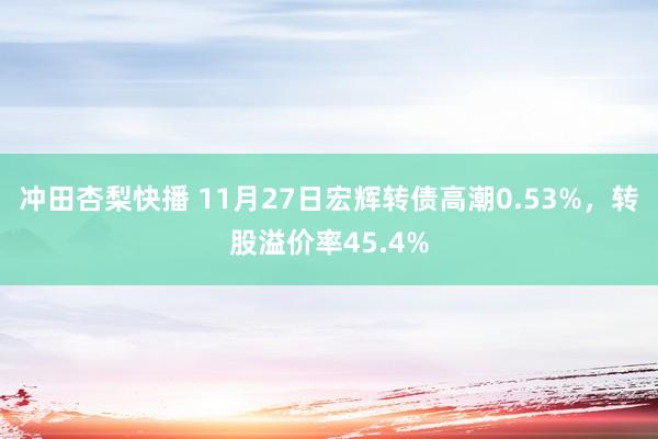 冲田杏梨快播 11月27日宏辉转债高潮0.53%，转股溢价率45.4%