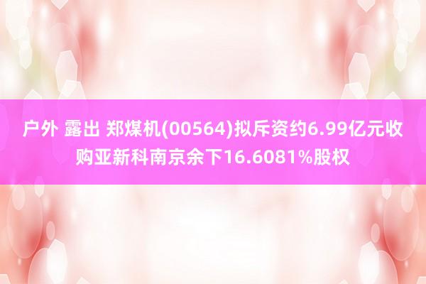 户外 露出 郑煤机(00564)拟斥资约6.99亿元收购亚新科南京余下16.6081%股权