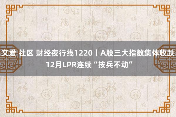 文爱 社区 财经夜行线1220丨A股三大指数集体收跌 12月LPR连续“按兵不动”