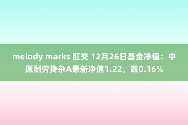 melody marks 肛交 12月26日基金净值：中原酬劳搀杂A最新净值1.22，跌0.16%