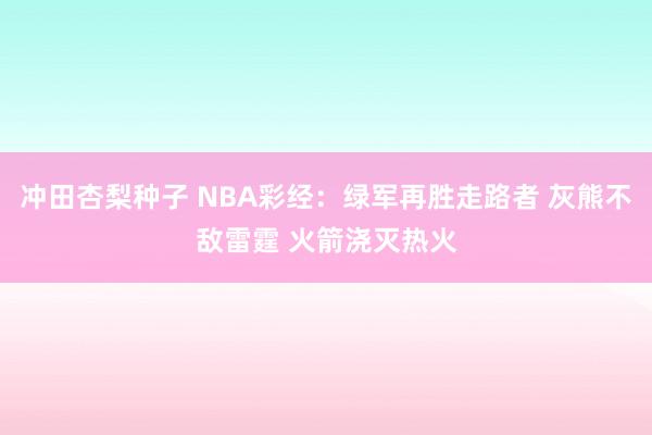 冲田杏梨种子 NBA彩经：绿军再胜走路者 灰熊不敌雷霆 火箭浇灭热火